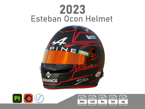 Helm F1 Esteban Ocon 2023 Model 3D