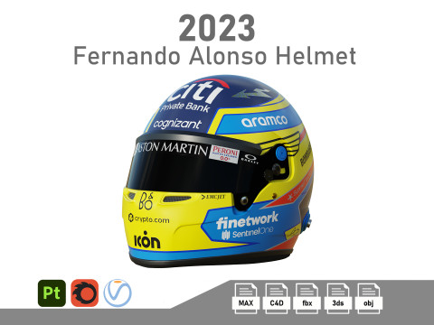 F1 Fernando Alonso Helmet 2023 Modelo 3D