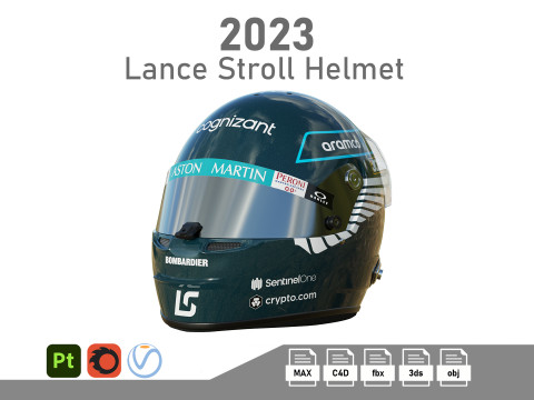 F1 Lance Stroll Helmet 2023 3D Model