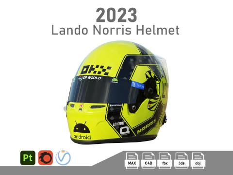 Capacete F1 Lando Norris 2023 Modelo 3D