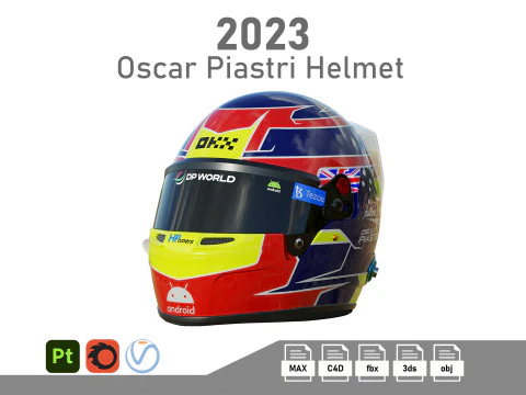 Casque F1 Oscar Piastri 2023 Modèle 3D