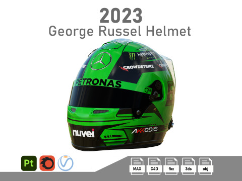 F1 George Russel Helmet 2023 3D Model