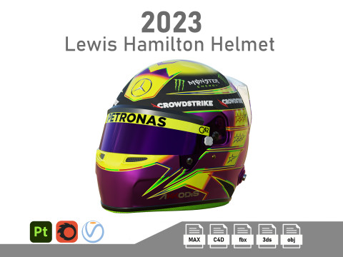 F1 Lewis Hamilton Helmet 2023 3D मॉडल