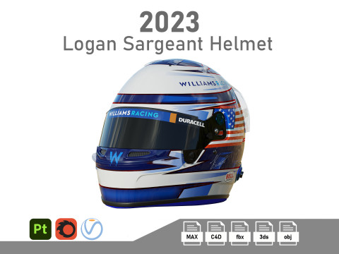 F1 Logan Sargeant Helmet 2023 3D मॉडल