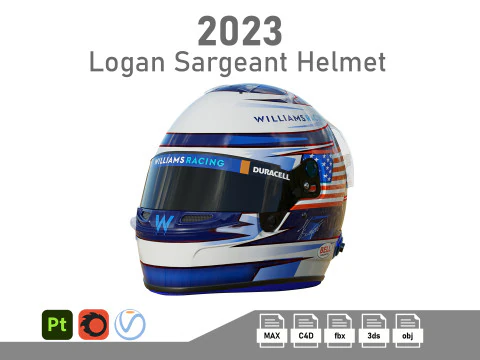 F1 लोगान सार्जेंट हेलमेट 2023 3D मॉडल