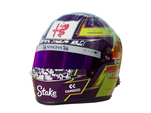 F1 Zhou Guanyu Helmet 2023 Modelo 3D