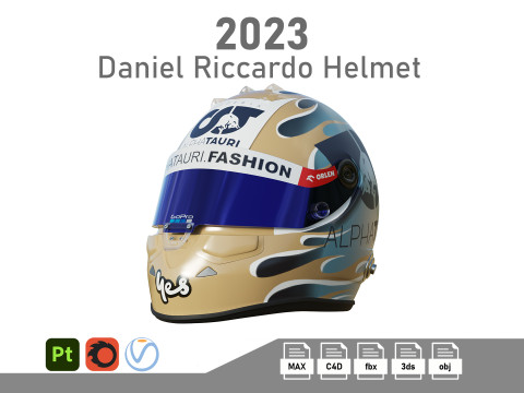 F1 Daniel Riccardo Helmet 2023 Modello 3D