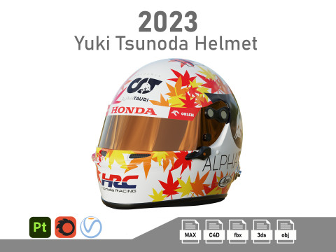 F1 Yuki Tsunoda Helmet 2023 3D 모델