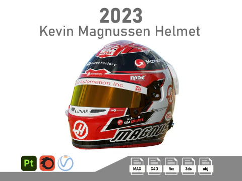 F1 Kevin Magnussen Helmet 2023 3D Model