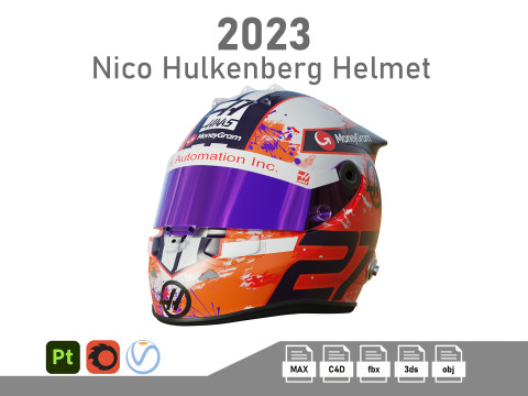 F1 Nico Hulkenberg Helmet 2023 3D मॉडल