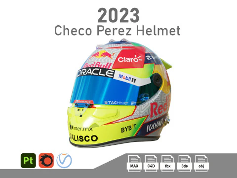 Casco F1 Checo Perez 2023 Modello 3D