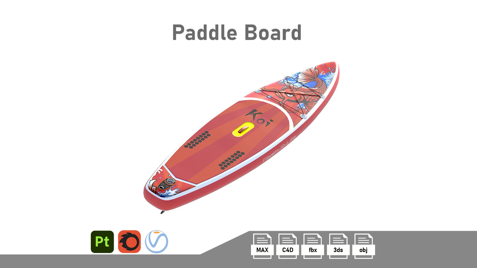 SUP KOI Paddle board 3D Model .c4d .max .obj .3ds .fbx .stl .blend 