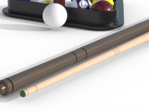 Billiards Balls And Cue Sticks 3D Model