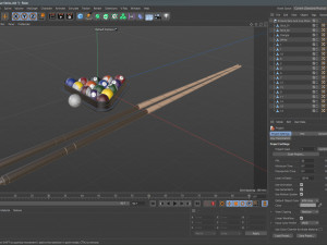 Billiards Balls And Cue Sticks 3D Model