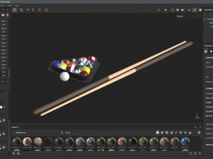Billiards Balls And Cue Sticks 3D Model