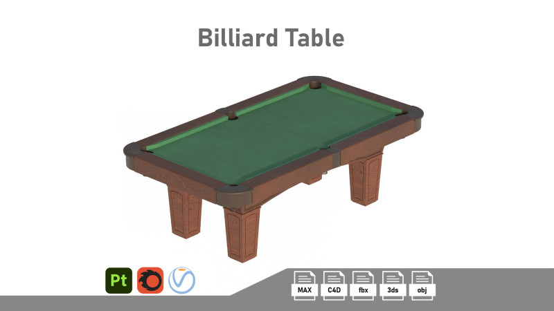 Billiard Table Model 3D .c4d .max .obj .3ds .fbx .stl .blend 