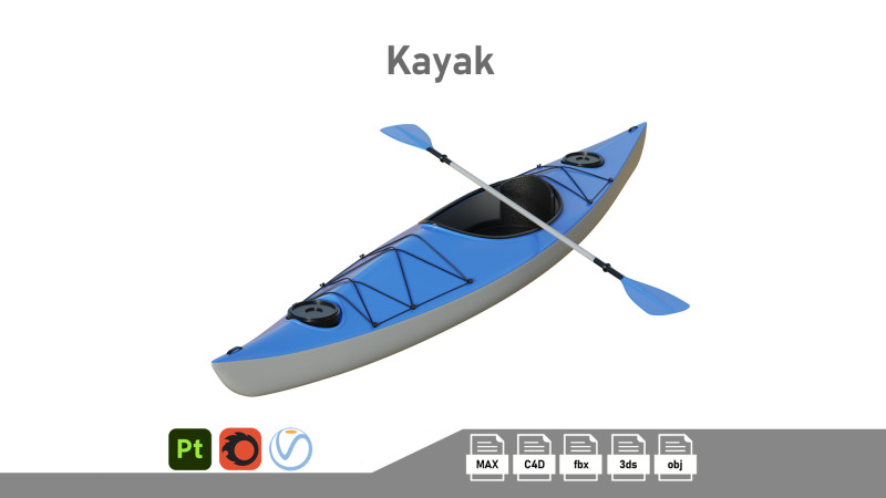 Kayak 01 3D 模型 .c4d .max .obj .3ds .fbx .stl .blend 