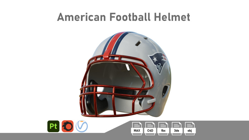 American Football Helmet 02 3Dモデル .c4d .max .obj .3ds .fbx .stl .blend 