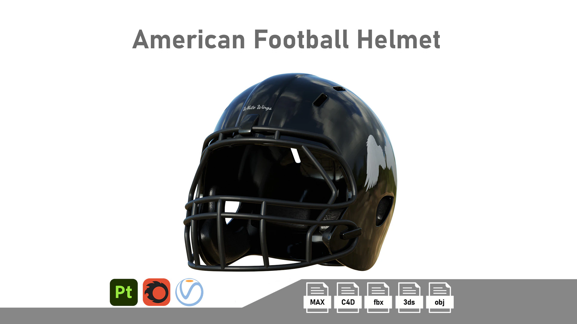 Capacete de futebol americano 04 Modelo 3D .c4d .max .obj .3ds .fbx .stl .blend