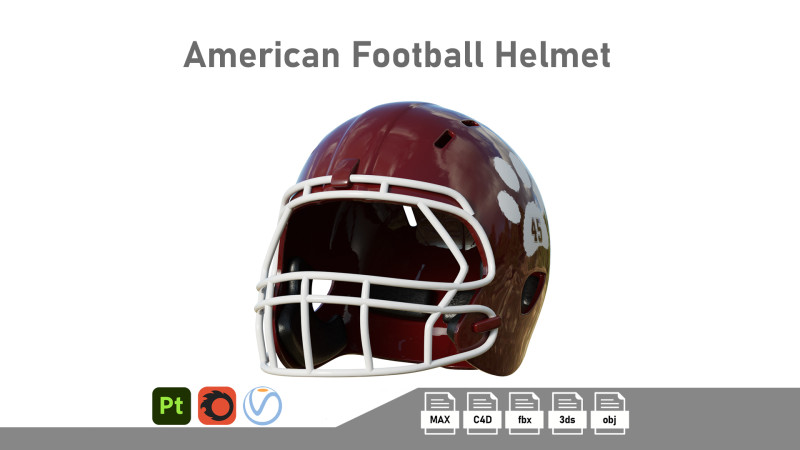 American Football Helmet 05 3Dモデル .c4d .max .obj .3ds .fbx .stl .blend 