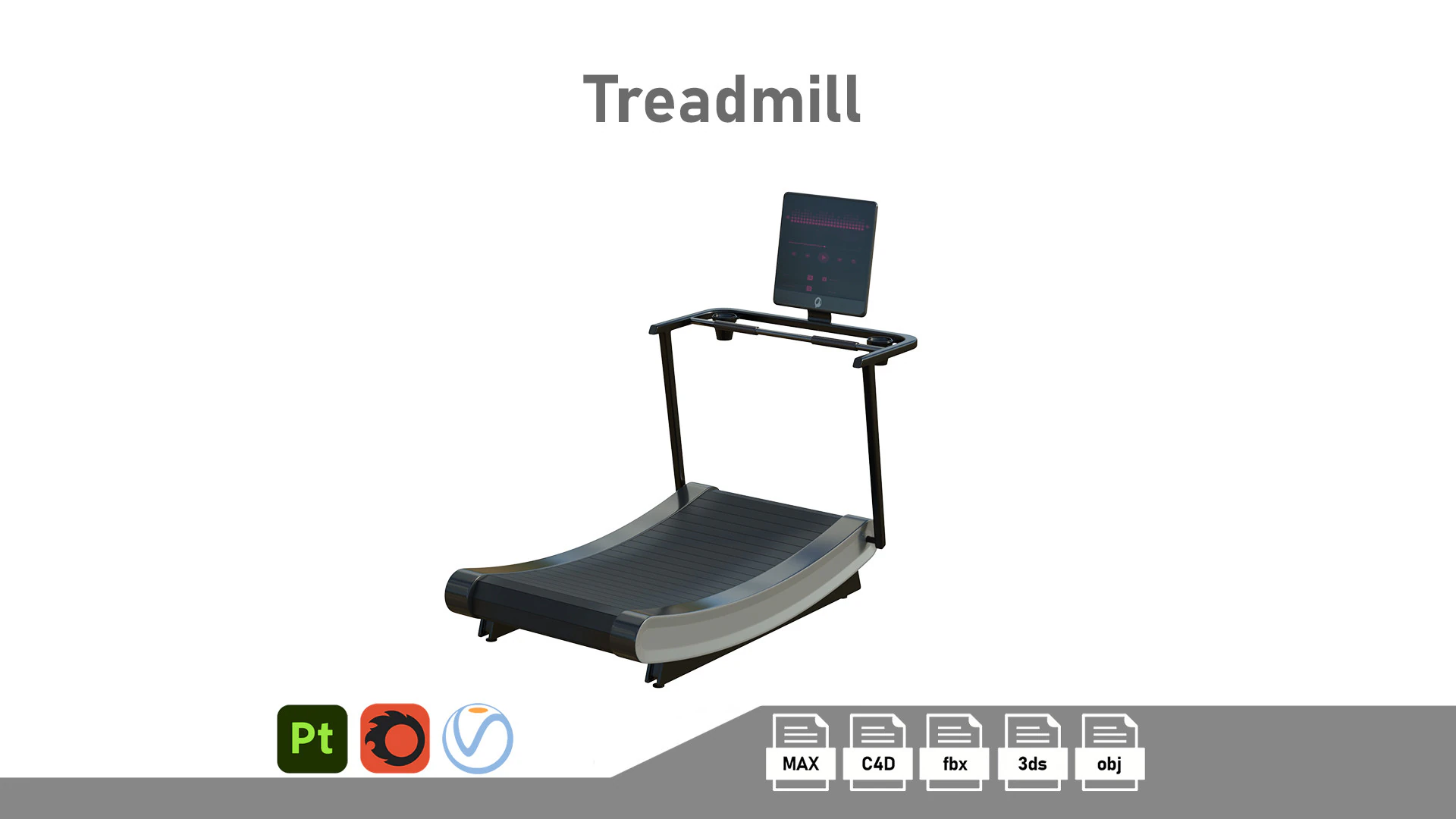Curve Treadmill 3D Model .c4d .max .obj .3ds .fbx .stl .blend 