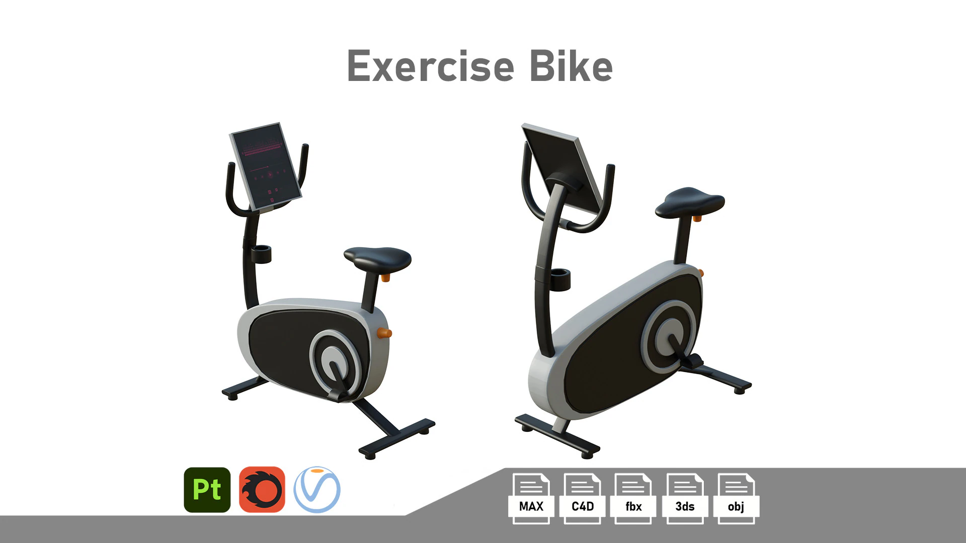 Exercise Bike 3D Model .c4d .max .obj .3ds .fbx .stl .blend 