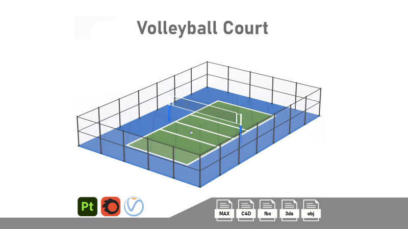 Volleyball Court 3D Модель .c4d .max .obj .3ds .fbx .stl .blend 