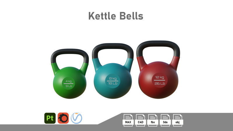 Kettle Bells 3D Model .c4d .max .obj .3ds .fbx .stl .blend 