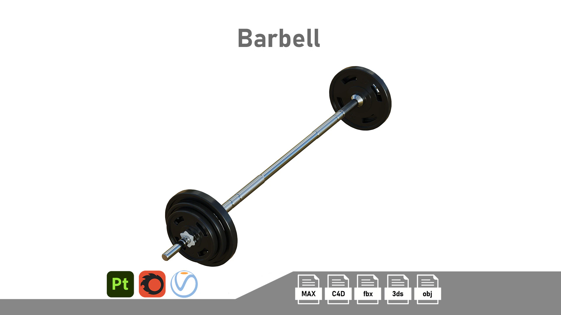 Barbell 3D Model .c4d .max .obj .3ds .fbx .stl .blend 