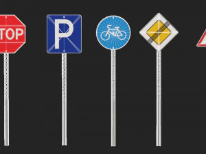 Sinais de tr&acirc;nsito Modelo 3D