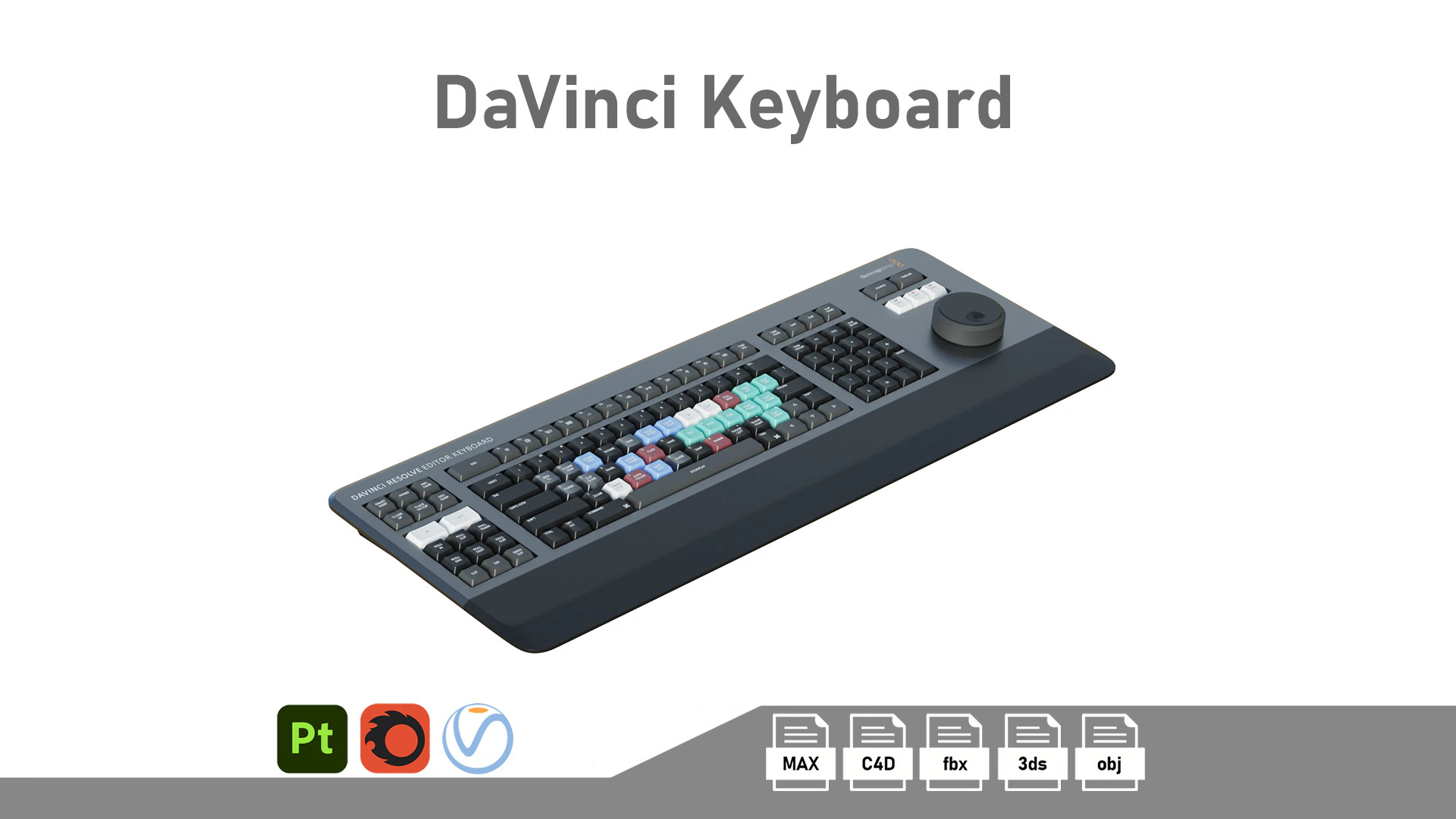 Blackmagic Design DaVinci Keyboard 3D Model .c4d .max .obj .3ds .fbx .stl .blend