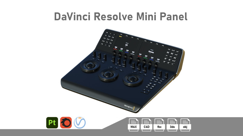 Davinci Resolve Mini Panel 3D Model .c4d .max .obj .3ds .fbx .stl .blend 