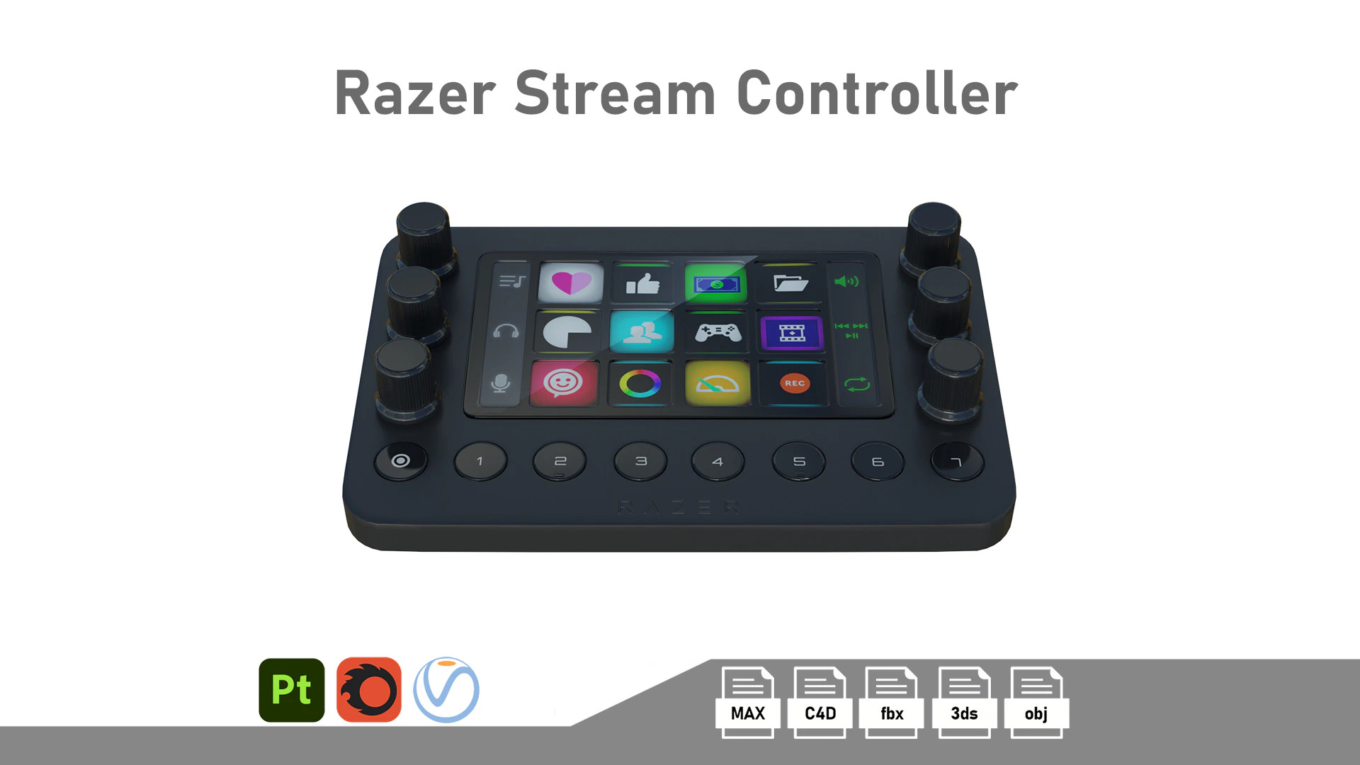 Razer ストリーム コントローラー 3Dモデル .c4d .max .obj .3ds .fbx .stl .blend 