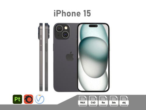 Apple iPhone 15 black Modello 3D