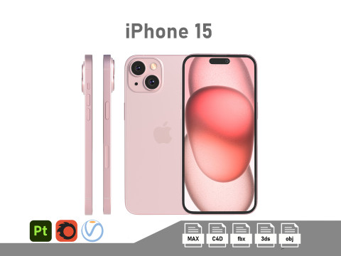 Apple iPhone 15 pink Modello 3D