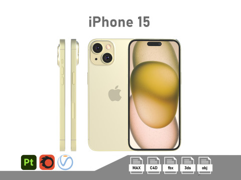 Apple iPhone 15 yellow Modello 3D