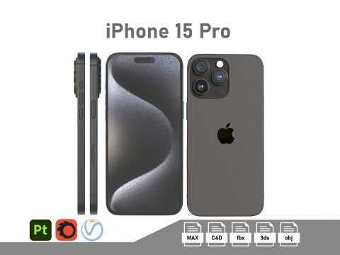 Apple iPhone 15 Pro Black Titanium Modello 3D