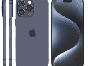 Apple iPhone 15 Pro Blue Titanium 3D Model