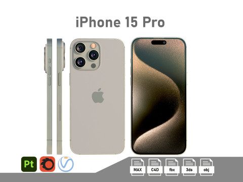 Apple iPhone 15 Pro Natural Titanium Modello 3D