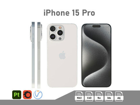 Apple iPhone 15 Pro White Titanium Modello 3D