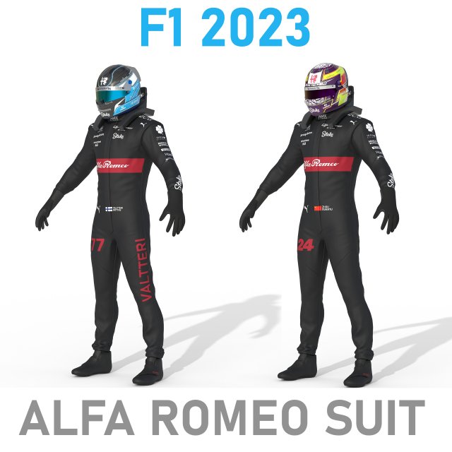 F1 Alfa Romeo Suit 2023 Model 3D .c4d .max .obj .3ds .fbx .stl .blend 