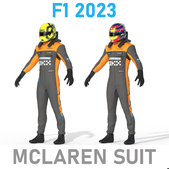 F1 McLaren Suit 2023 Modelo 3D .c4d .max .obj .3ds .fbx .stl .blend 