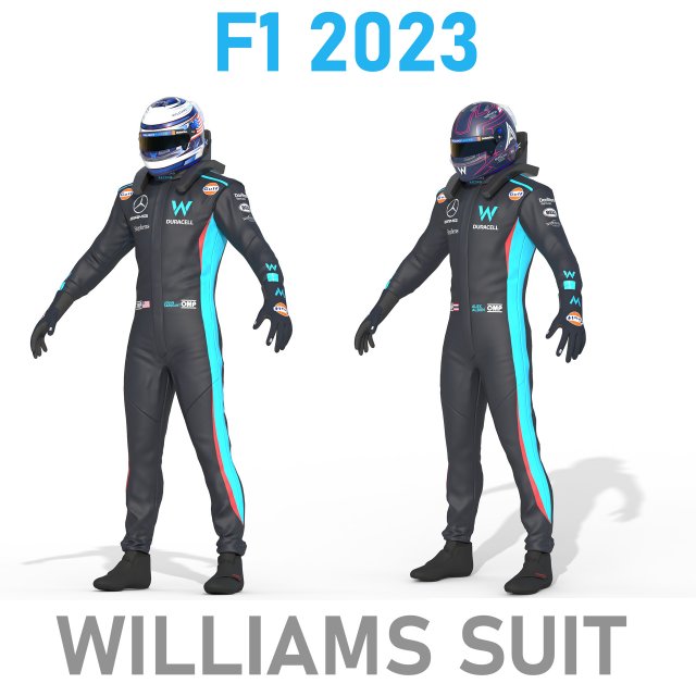 F1 Williams Suit 2023 Modelo 3D .c4d .max .obj .3ds .fbx .stl .blend 