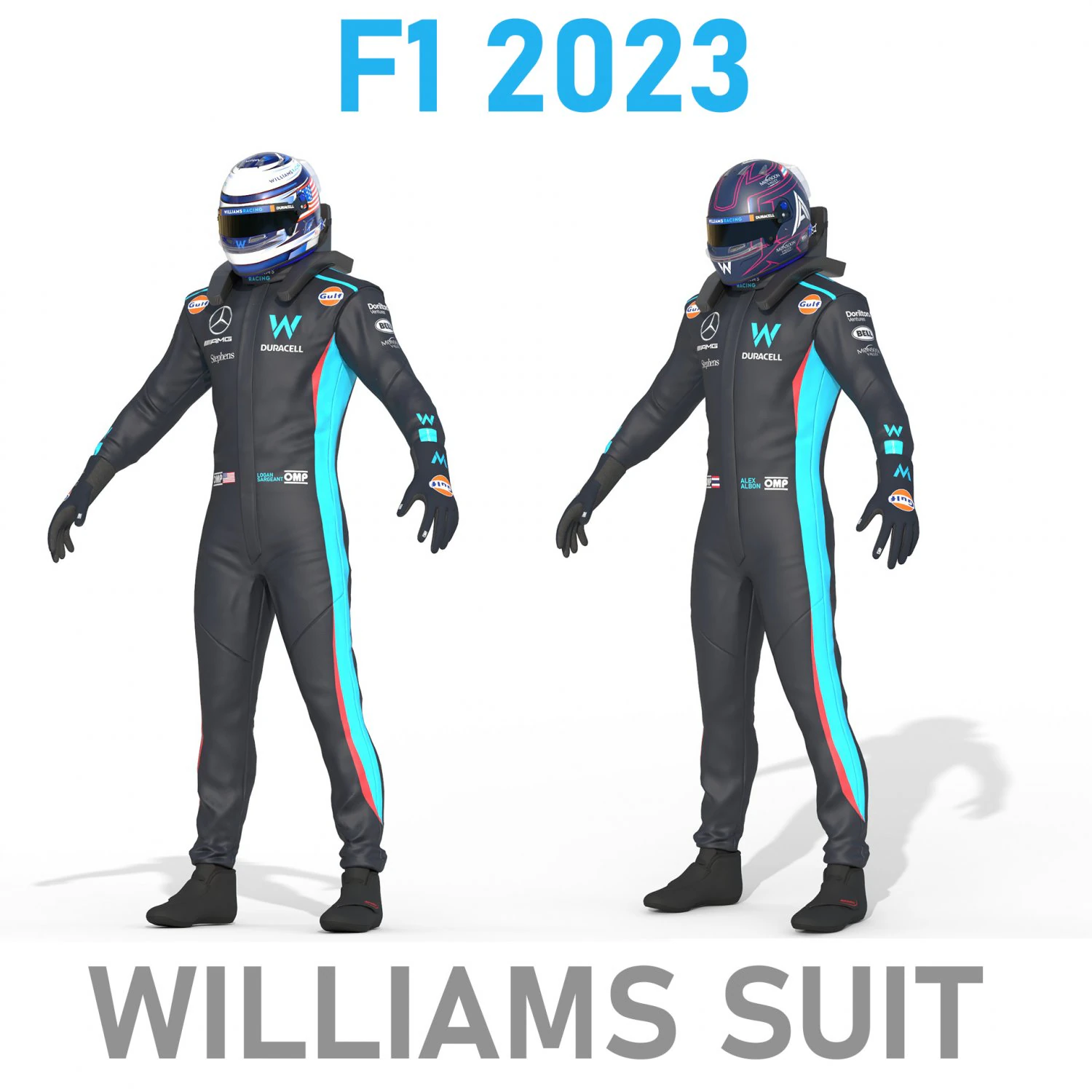 F1 Williams Suit 2023 3D Model .c4d .max .obj .3ds .fbx .stl .blend 