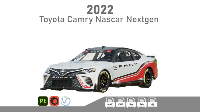 Toyota Camry Nascar Nextgen 2022 3D Model .c4d .max .obj .3ds .fbx .stl .blend 