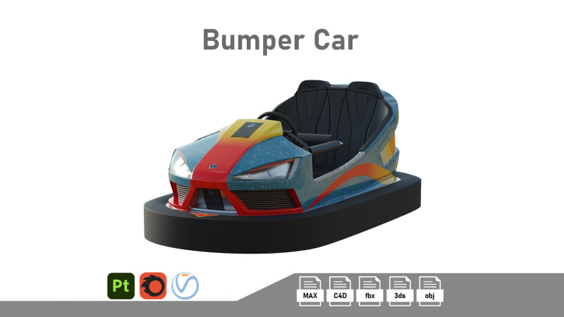 Bumper Car Blue 3D मॉडल .c4d .max .obj .3ds .fbx .stl .blend 