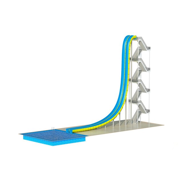 Water Slide 02 3D Model .c4d .max .obj .3ds .fbx .stl .blend 