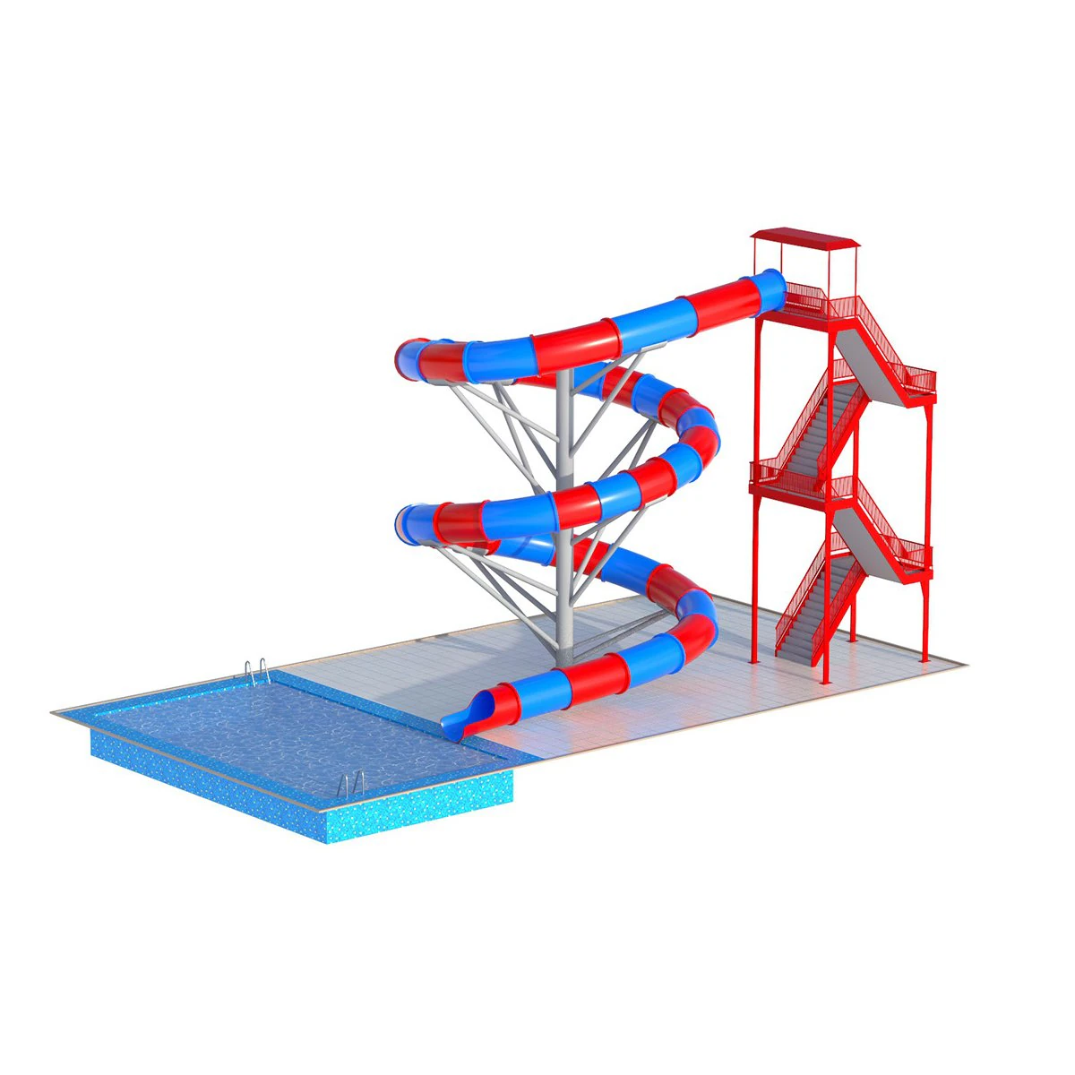 Water Slide 03 3D Model .c4d .max .obj .3ds .fbx .stl .blend 