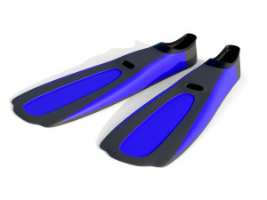 Dive Flippers Blue 3D Model