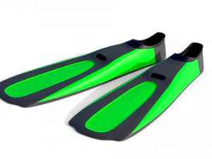 Dive Flippers Green 3D Model